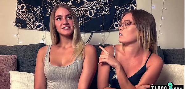  Blonde teen lesbians Katie Kush and Kenzie Madison tasting each others fresh pussies